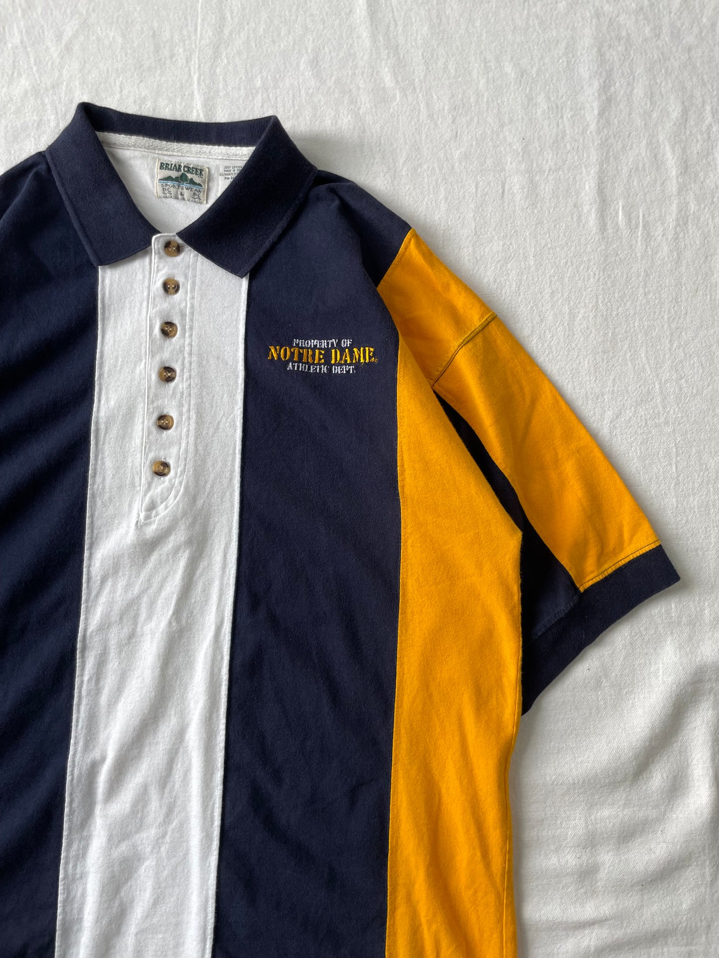 Vintage Notre Dame Striped Polo Large