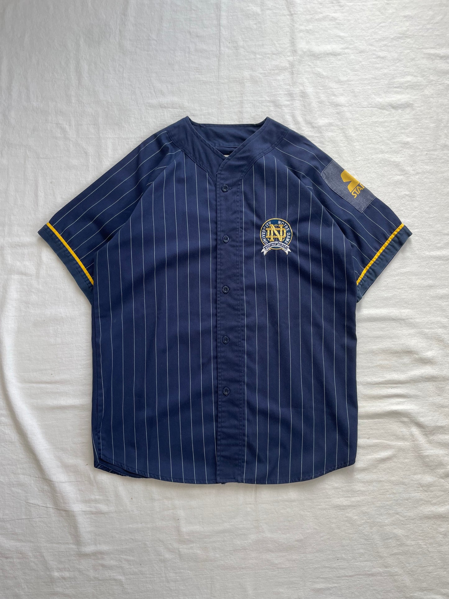 Vintage Notre Dame Pinstripe Baseball Jersey Large