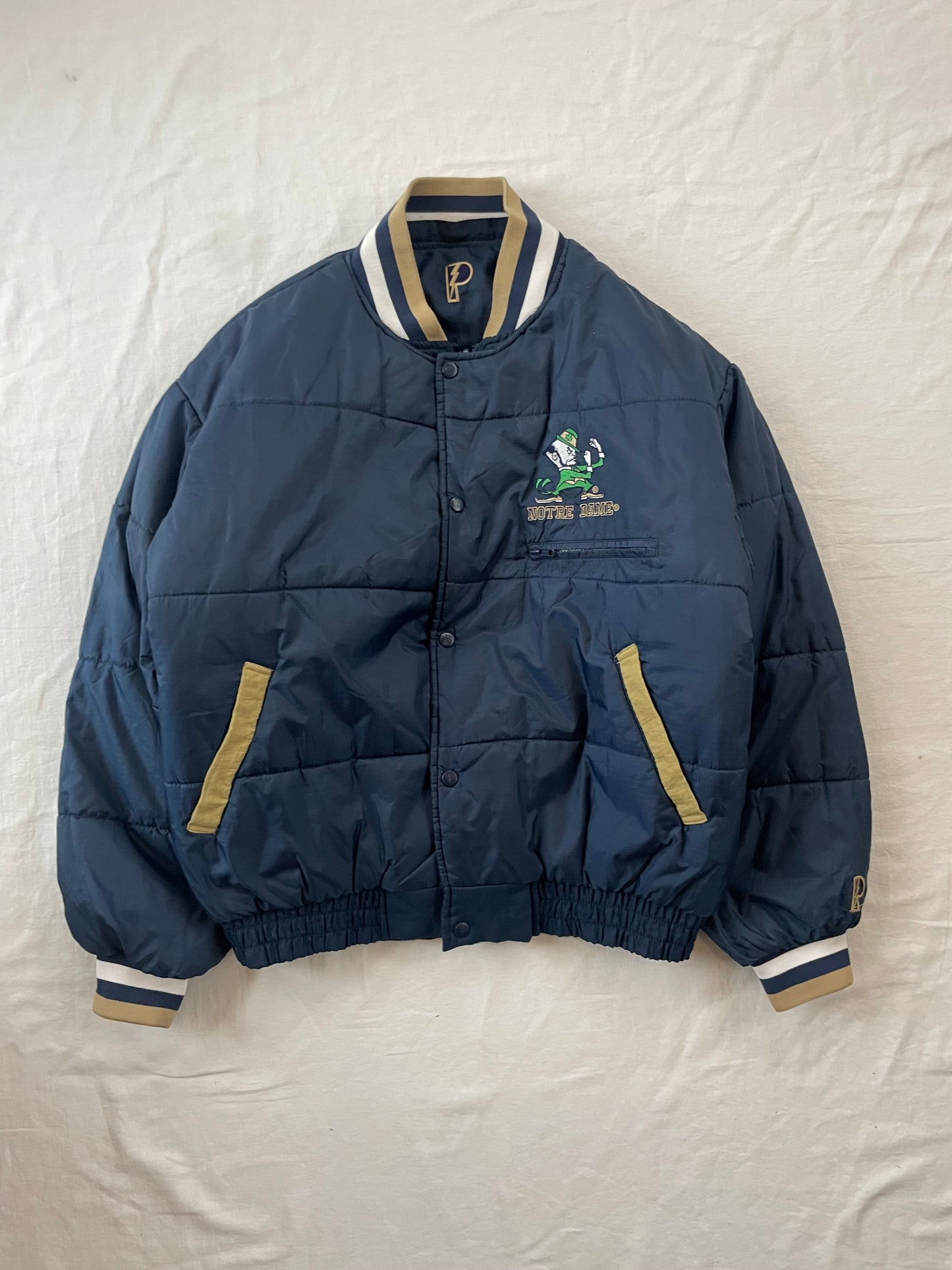 Vintage Notre Dame Reversible Puffer Jacket Large