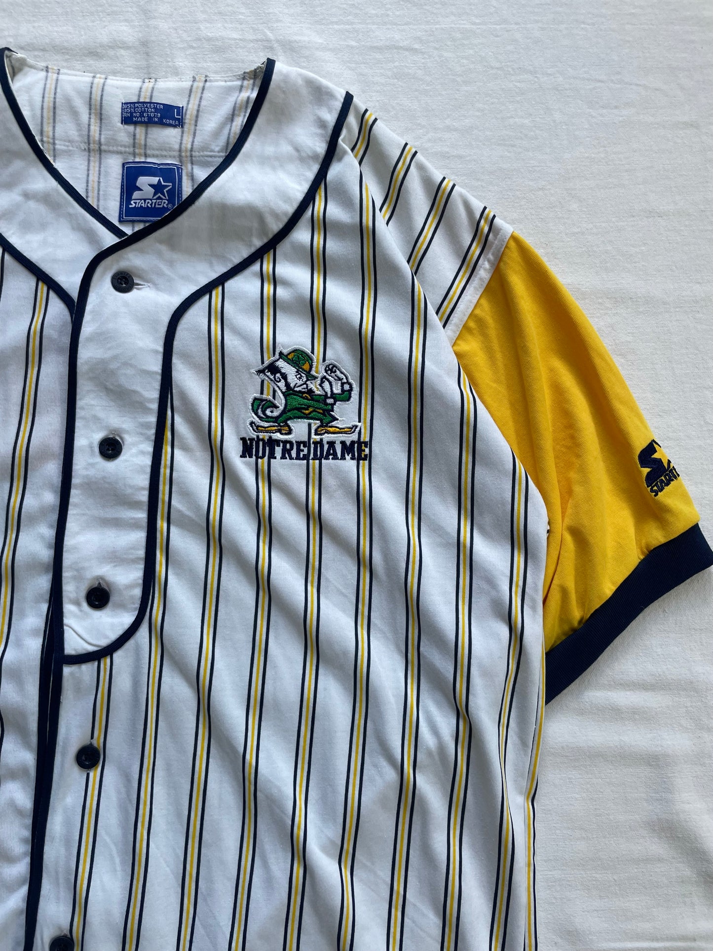 Vintage Notre Dame Pinstriped Baseball Jersey Large/XLarge
