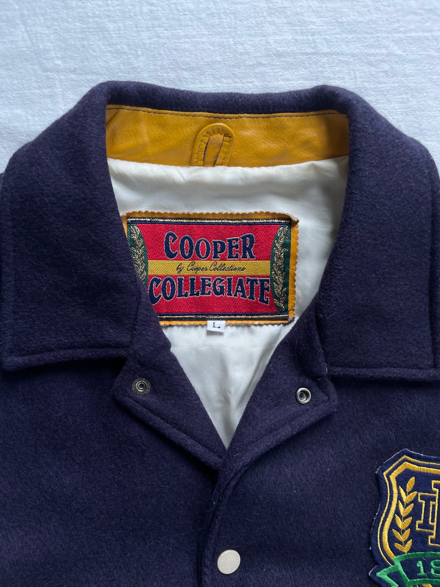 Vintage Notre Dame Leather and Wool Varsity Jacket Large