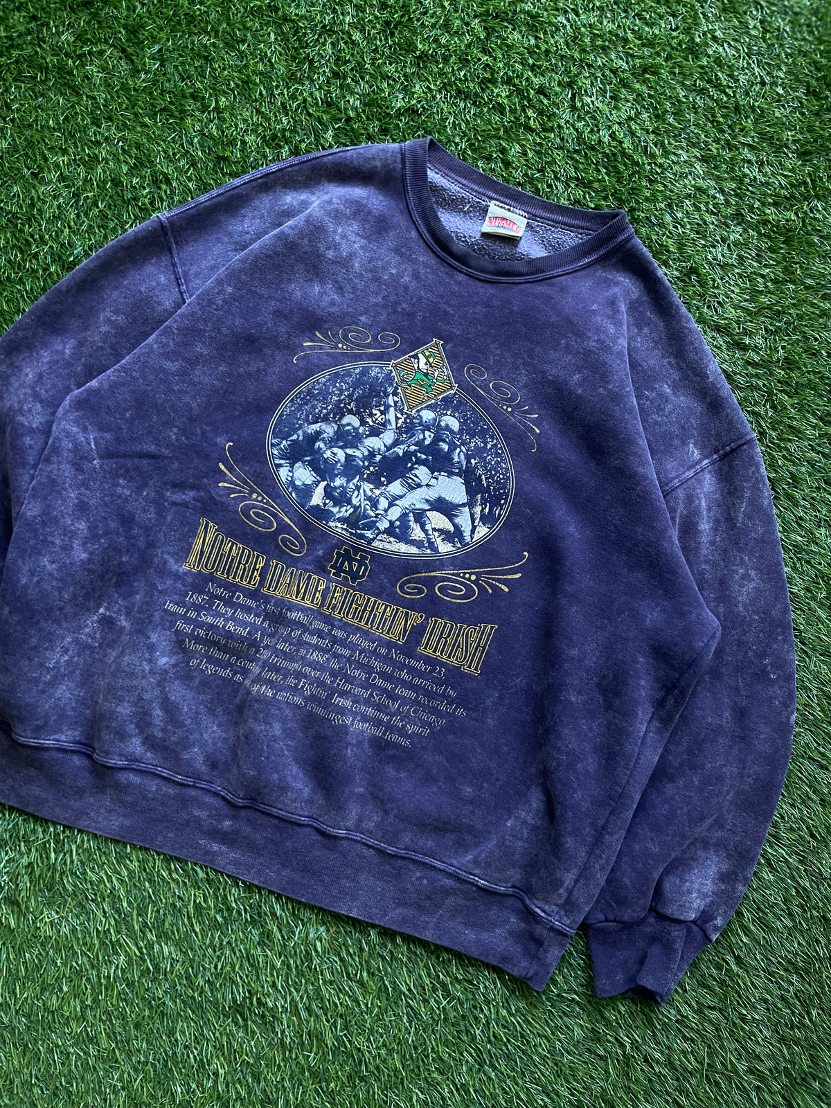 Vintage Notre Dame Acid Washed Crewneck Sweatshirt XLarge