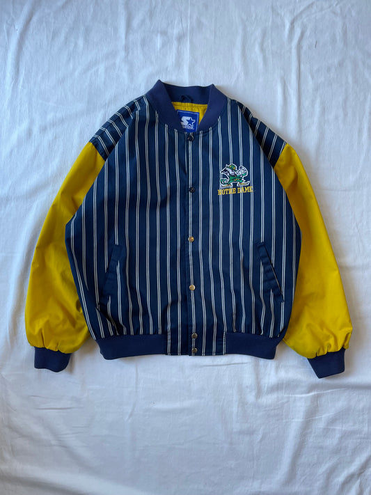 Vintage Notre Dame Striped Bomber Jacket Large