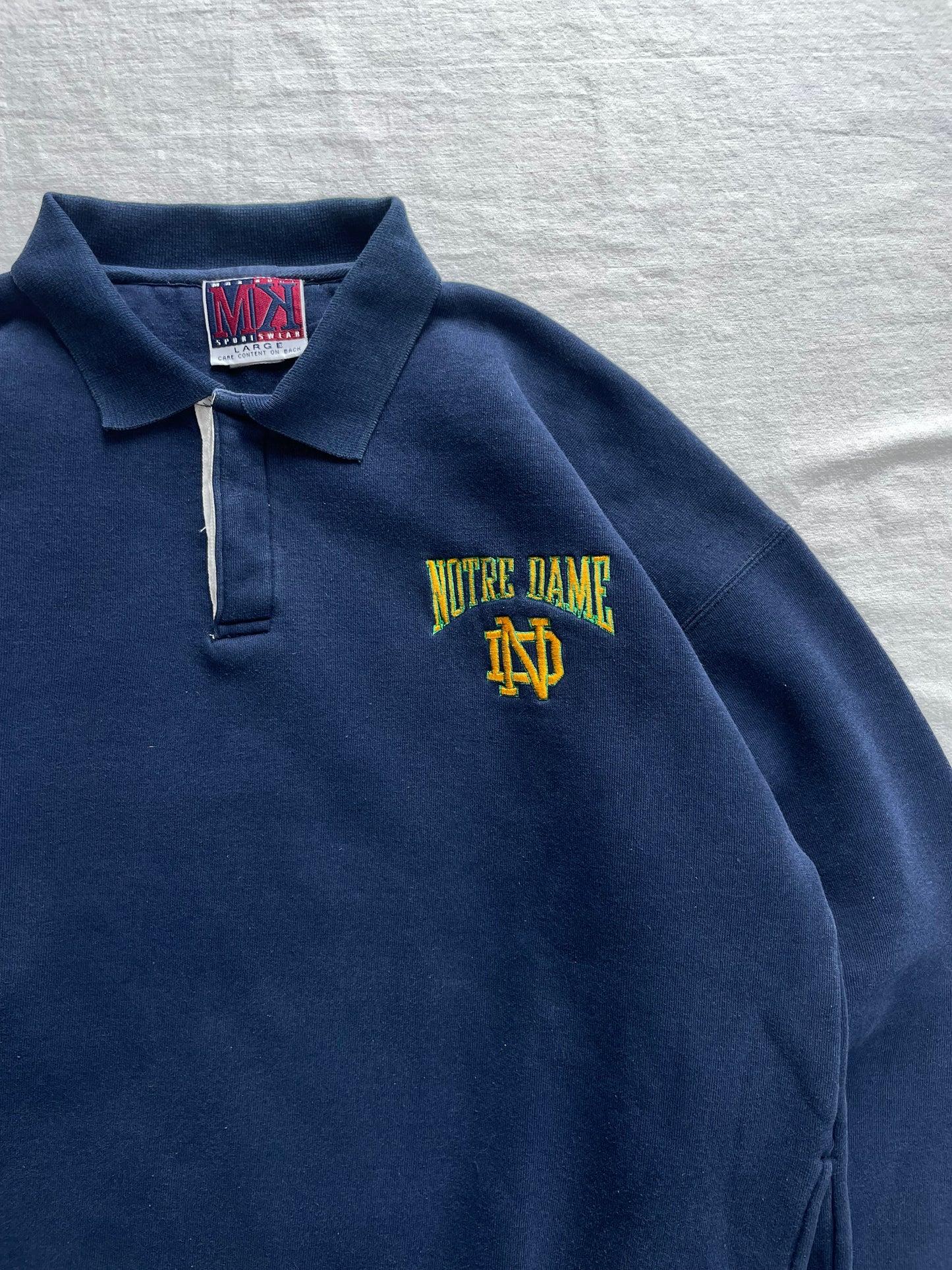 Vintage Notre Dame Rugby Polo Sweatshirt Large