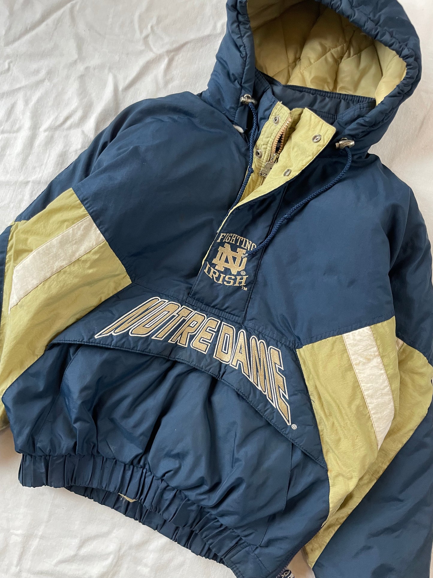 Vintage Notre Dame Starter Puffer Jacket Small