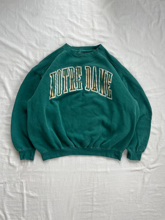 Vintage Notre Dame Green Crewneck Large