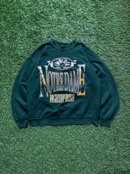 Vintage Notre Dame Green Crewneck Sweatshirt Large