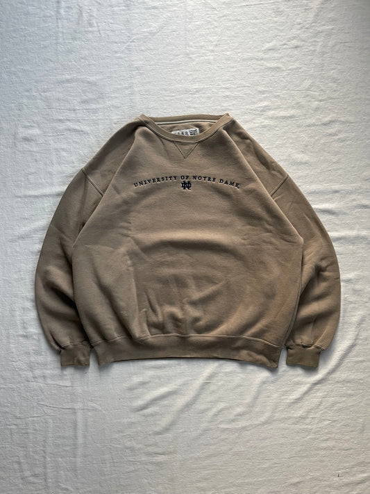 Vintage Notre Dame Tan Crewneck Large