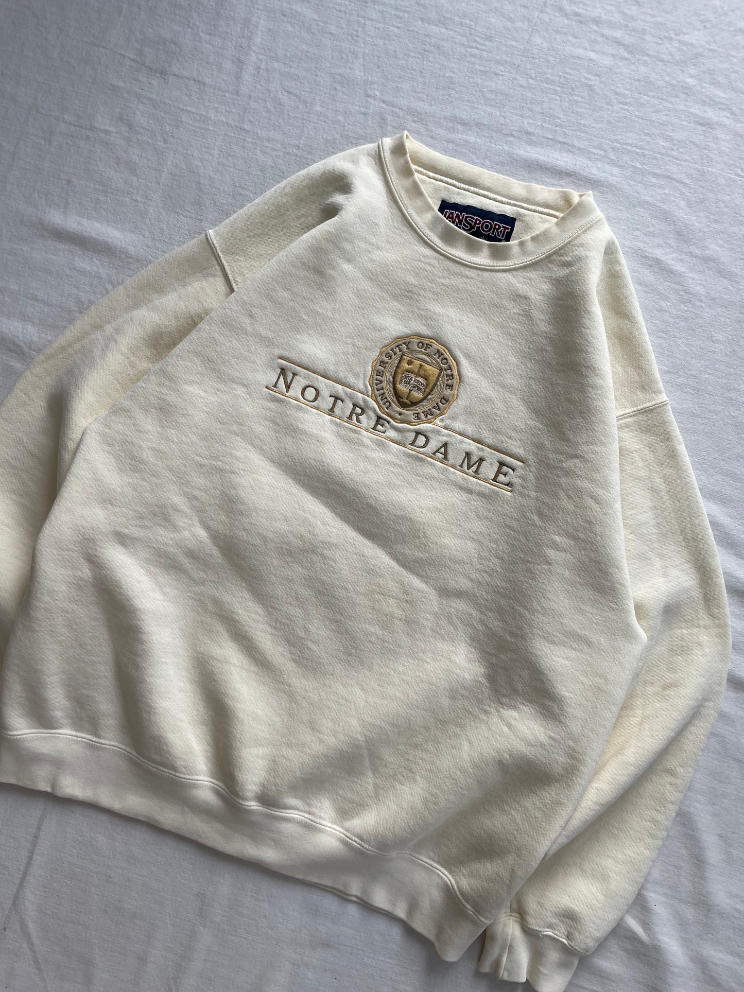 Vintage University of Notre Dame Cream Crewneck Large