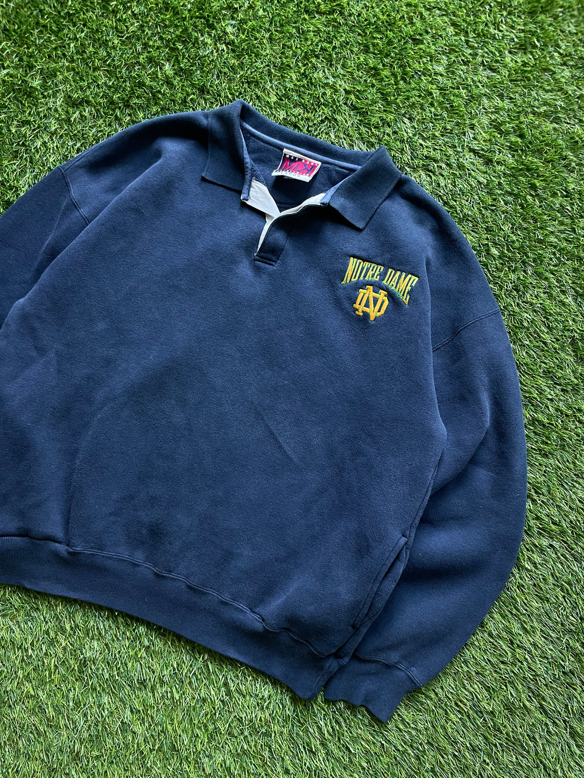 Vintage Notre Dame Rugby Polo Sweatshirt Large