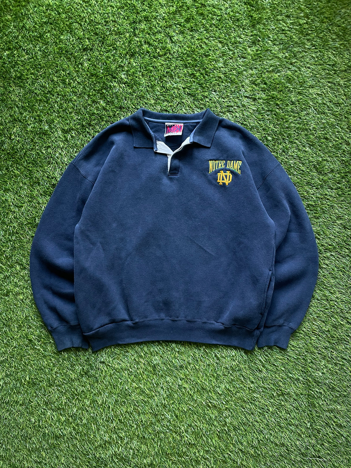 Vintage Notre Dame Rugby Polo Sweatshirt Large