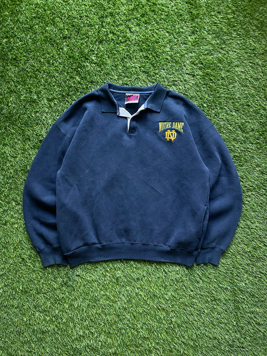 Vintage Notre Dame Rugby Polo Sweatshirt Large