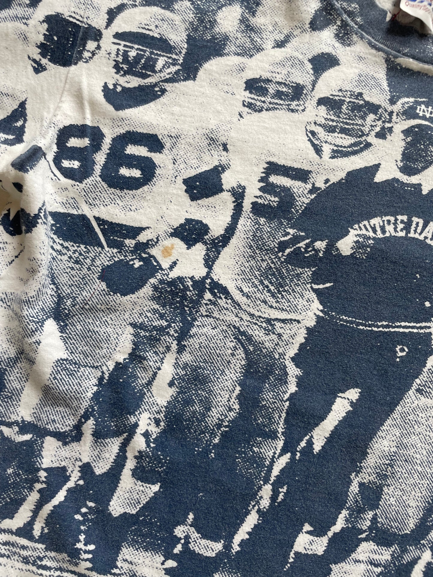 Vintage Notre Dame Football Lou Holtz All Over Print Tee Large