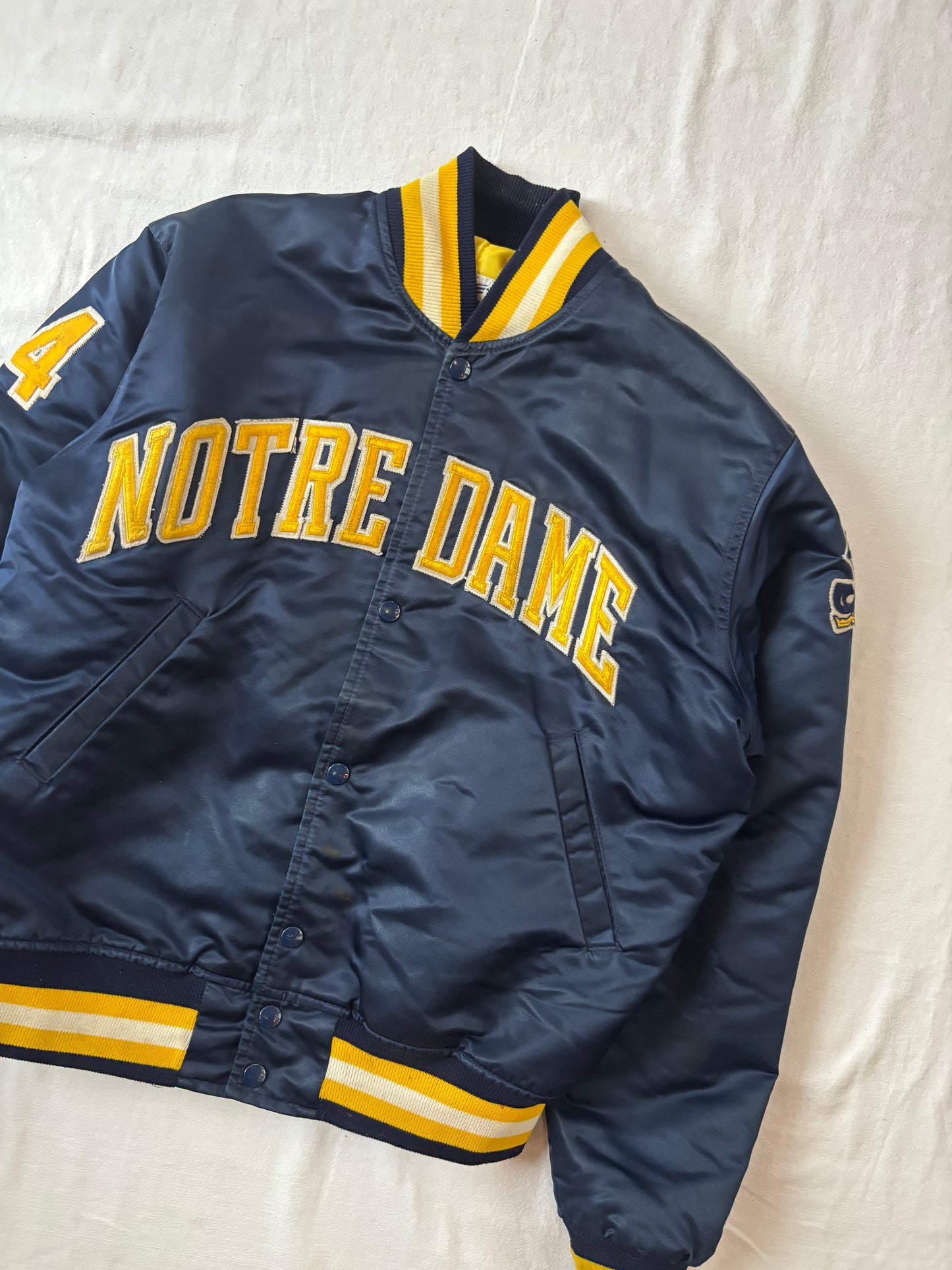 Vintage Notre Dame Satin Jacket #24 Medium