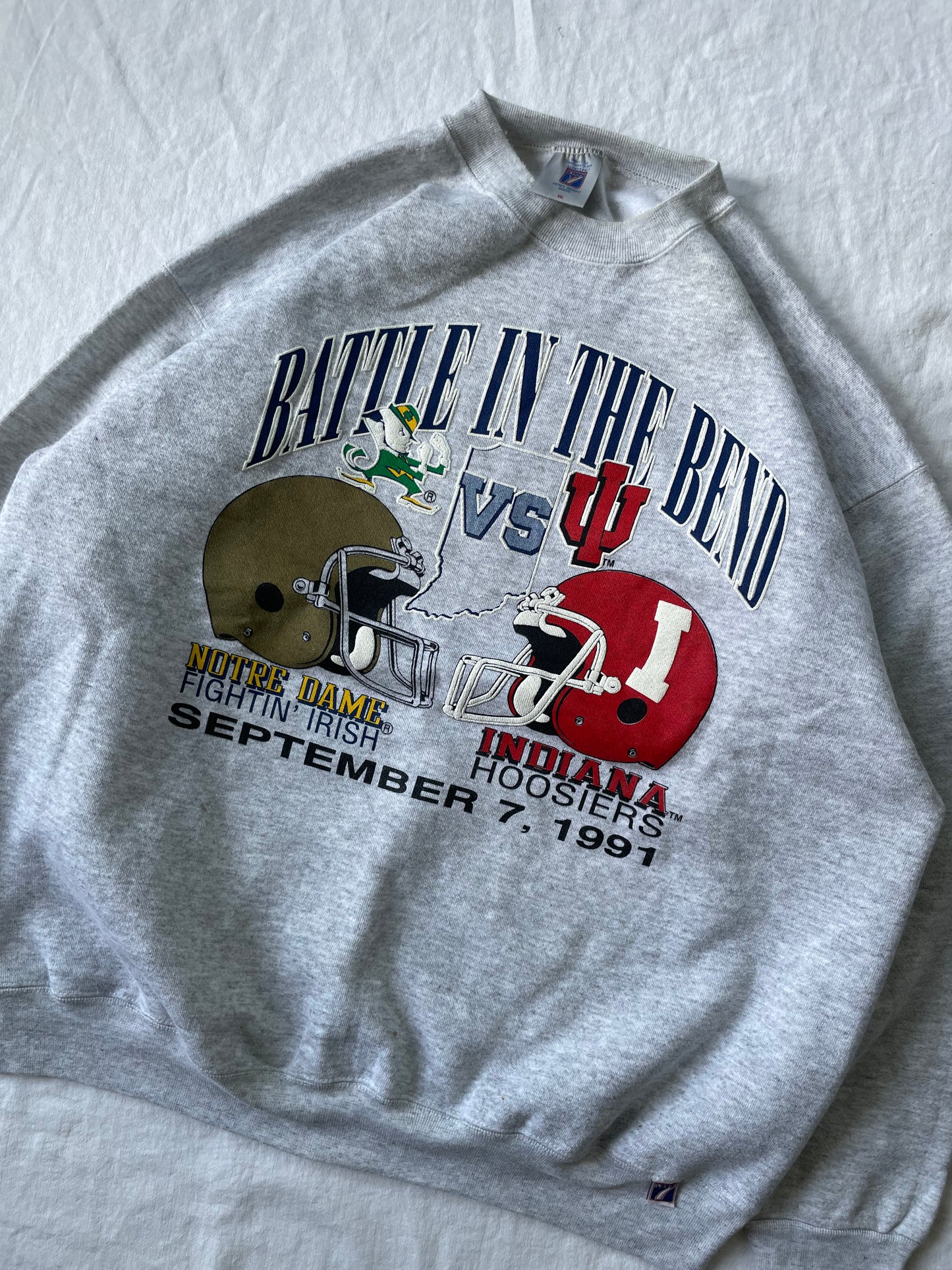 Vintage 1991 ND Vs IU Battle In The Bend Crewneck 2XL