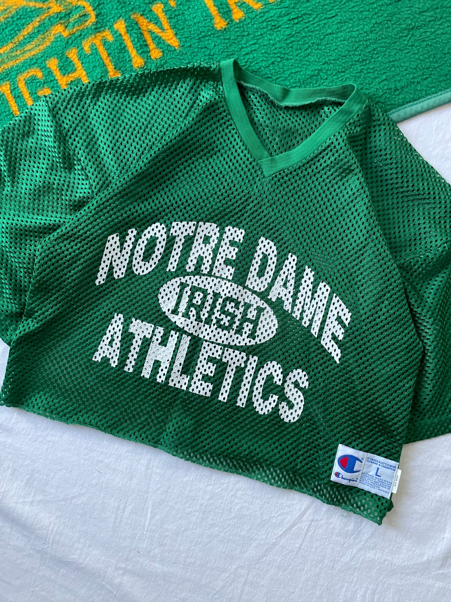 Vintage Notre Dame Irish Athletics Cropped Practice Jersey Large