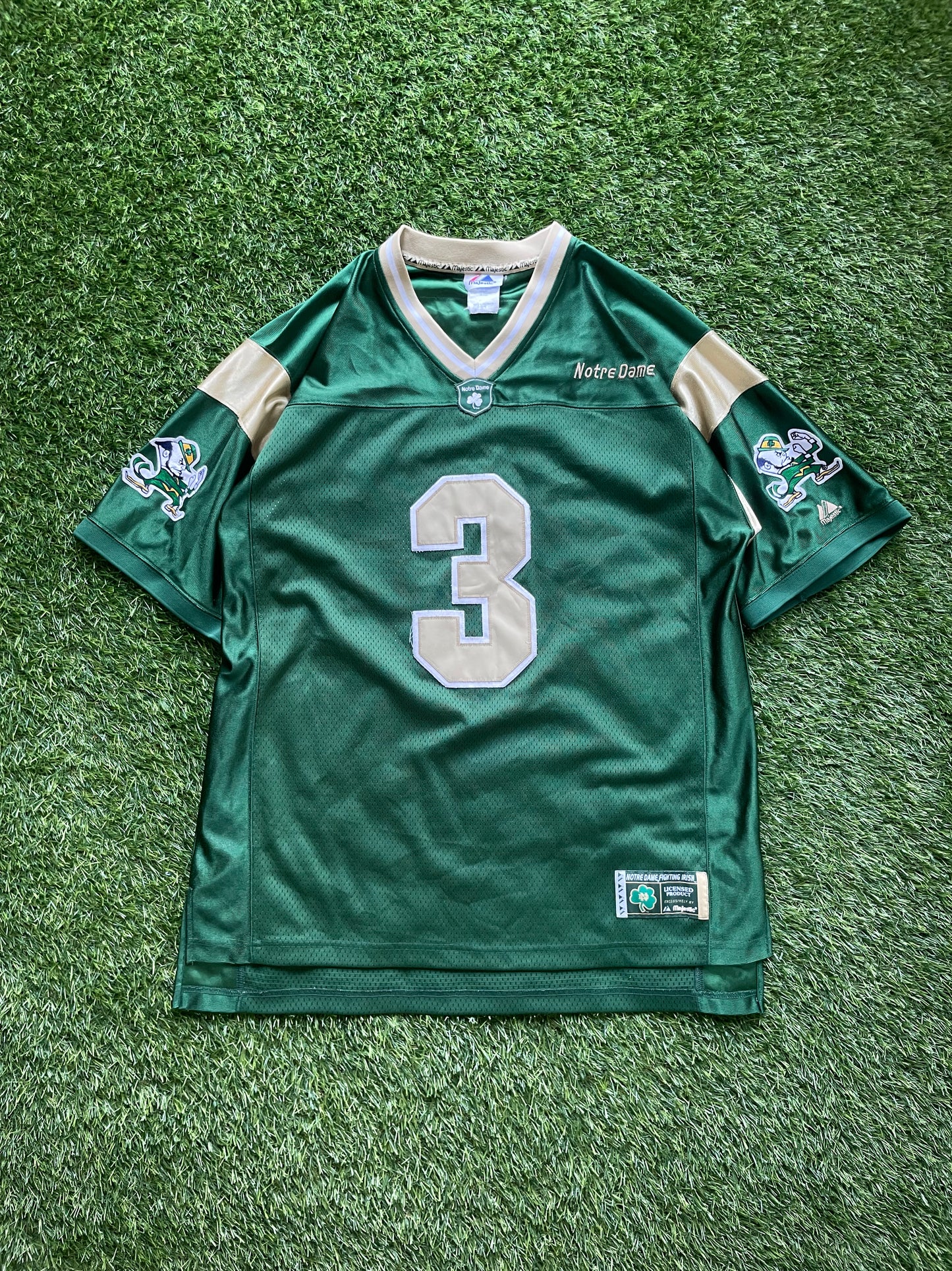 Vintage Notre Dame Green #3 Football Jersey Large/XLarge