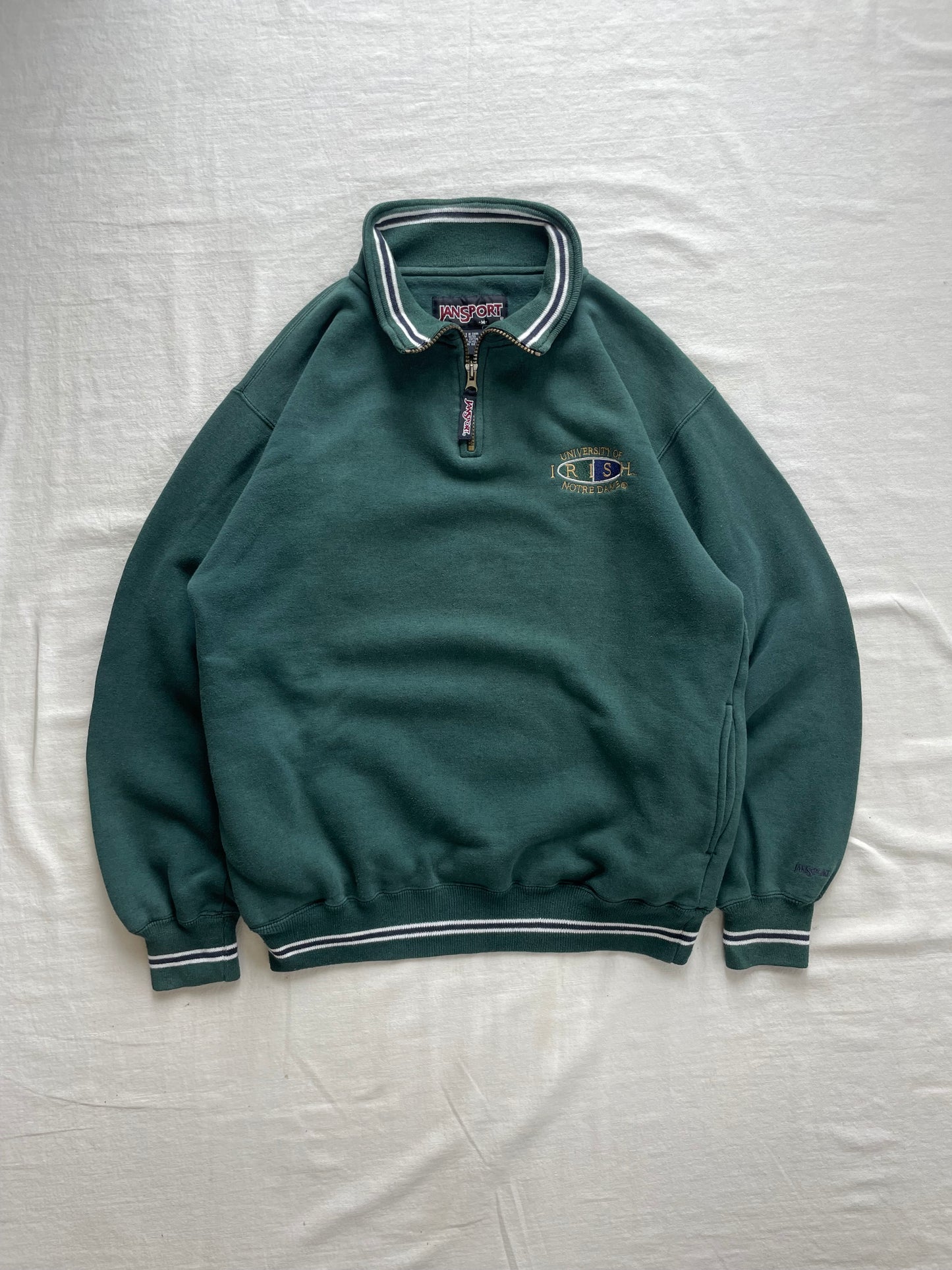 Vintage Notre Dame Green Quarter Zip Medium