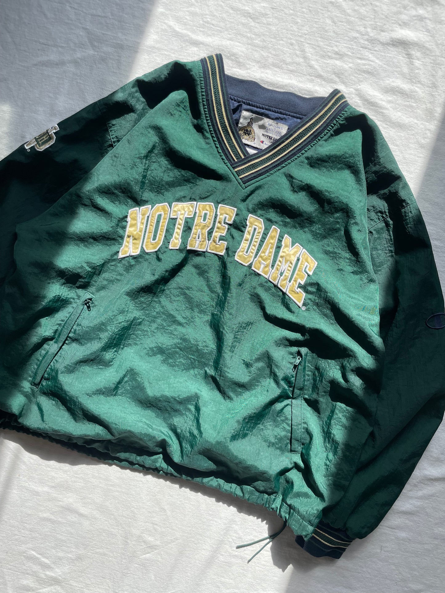 Vintage Notre Dame Green Pullover Windbreaker Large/XLarge