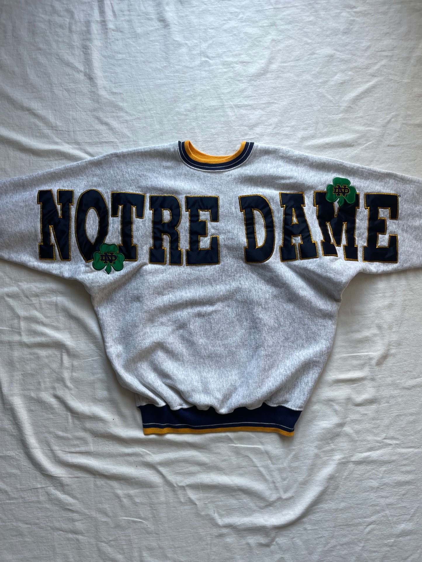 Vintage Notre Dame Spell Out Crewneck Large