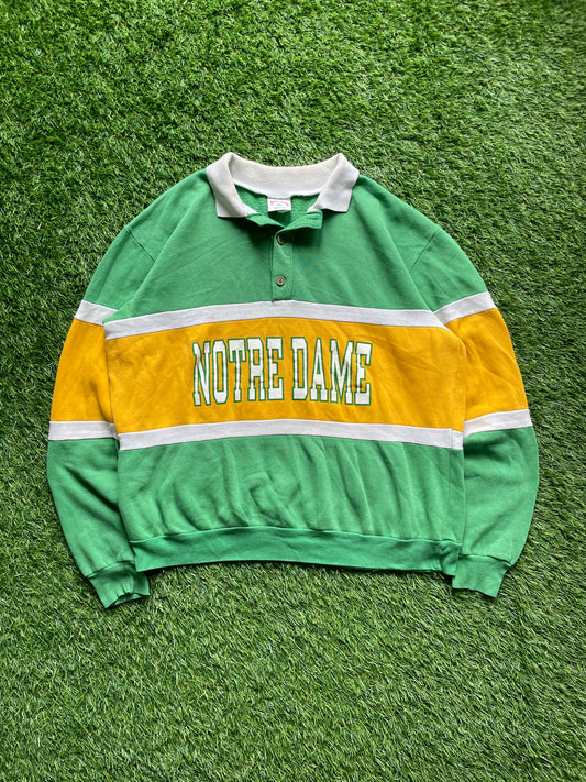 Vintage Notre Dame Rugby Polo Sweatshirt Large/XLarge
