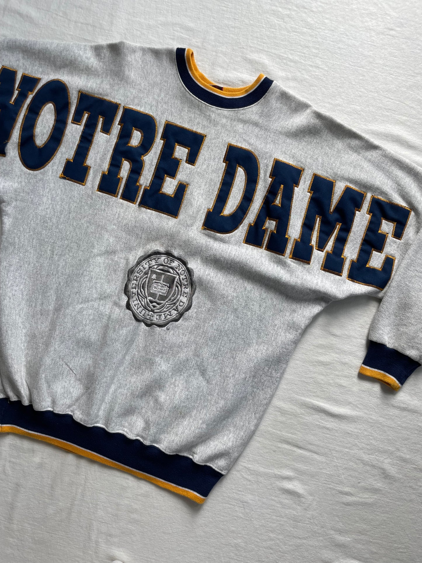 Vintage Notre Dame Spell Out Crewneck 2XL