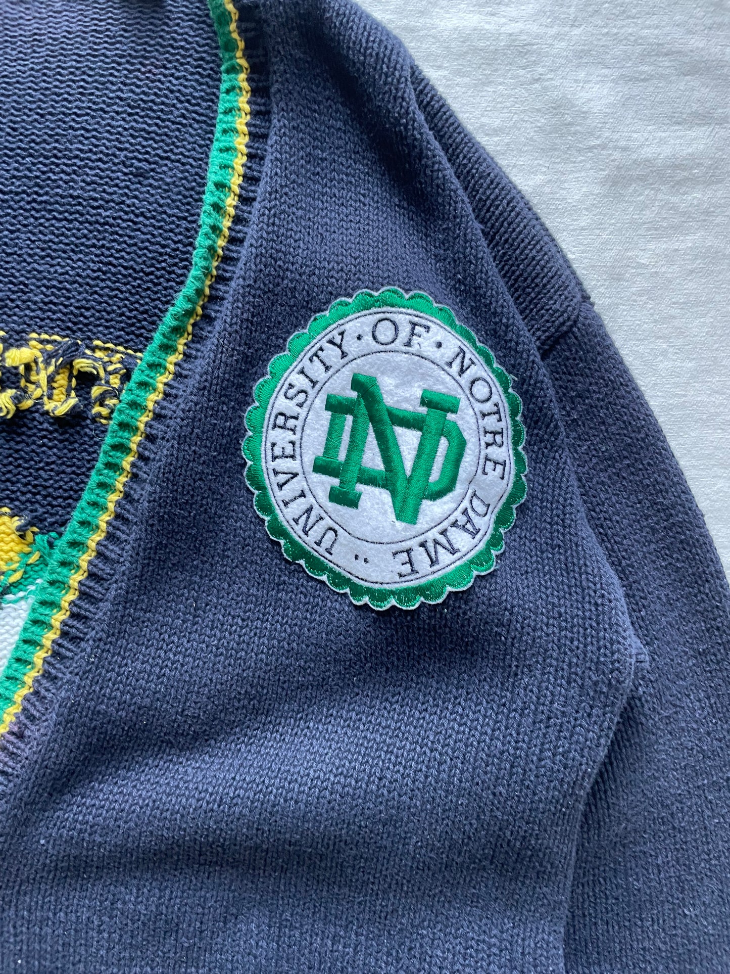 Vintage Notre Dame Knit Cardigan Sweater XLarge