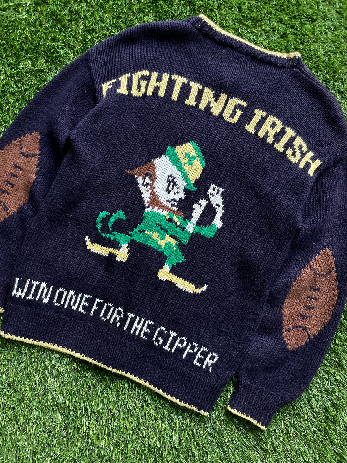 Vintage Notre Dame Football Knit Cardigan Sweater Medium
