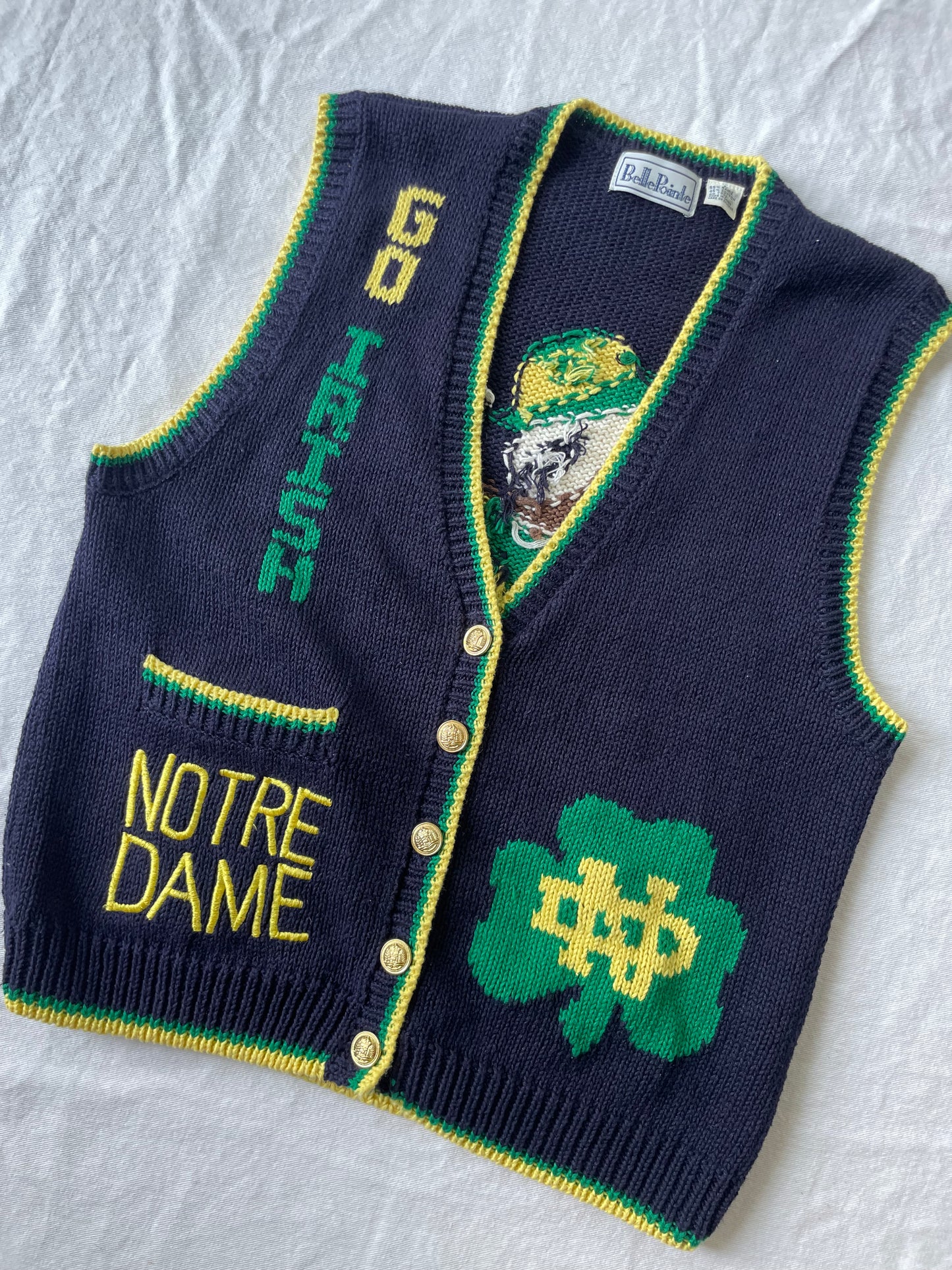Vintage Notre Dame Knit Sweater Vest Large