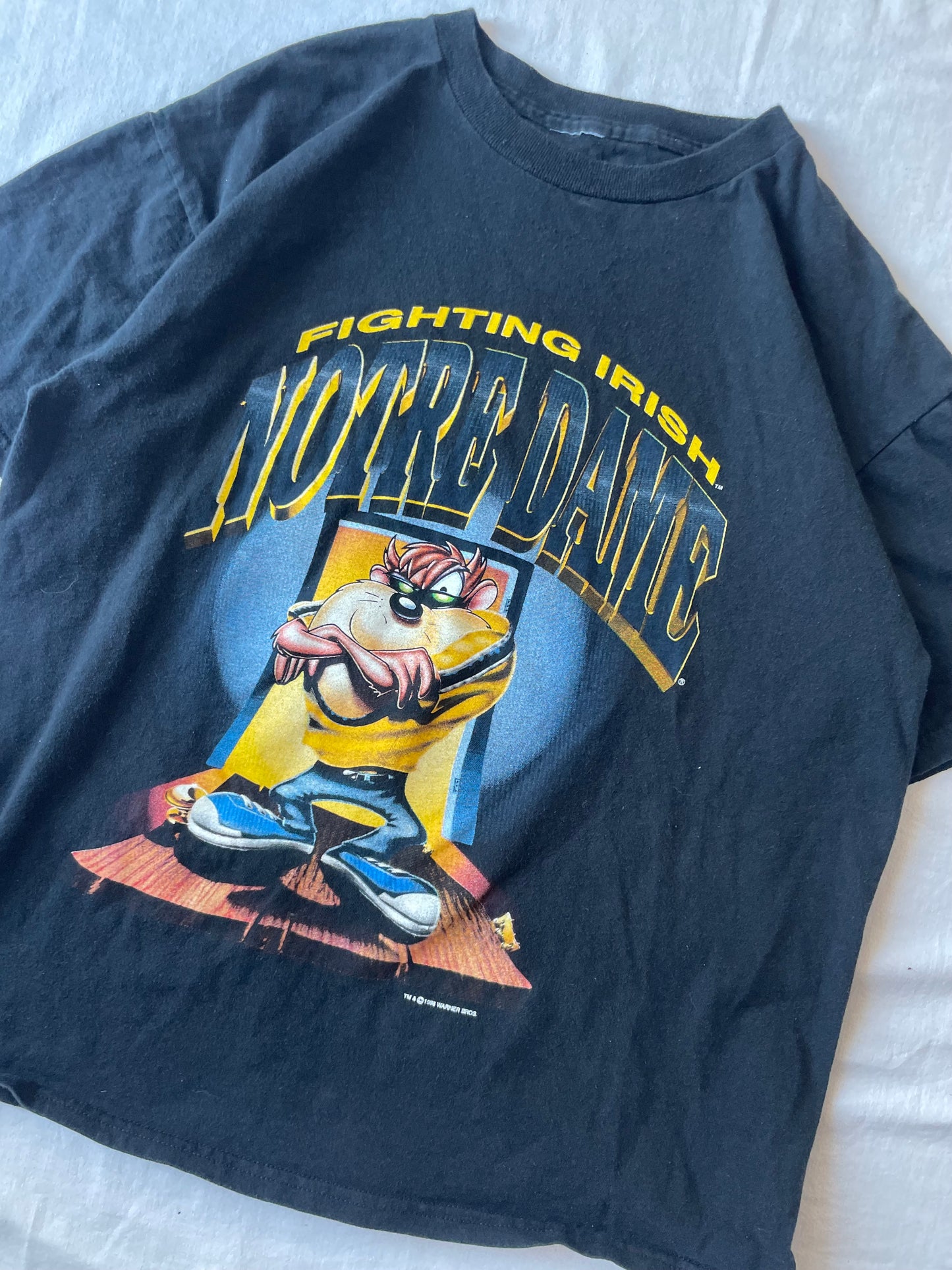 Vintage Notre Dame Looney Tunes Taz Tee Large