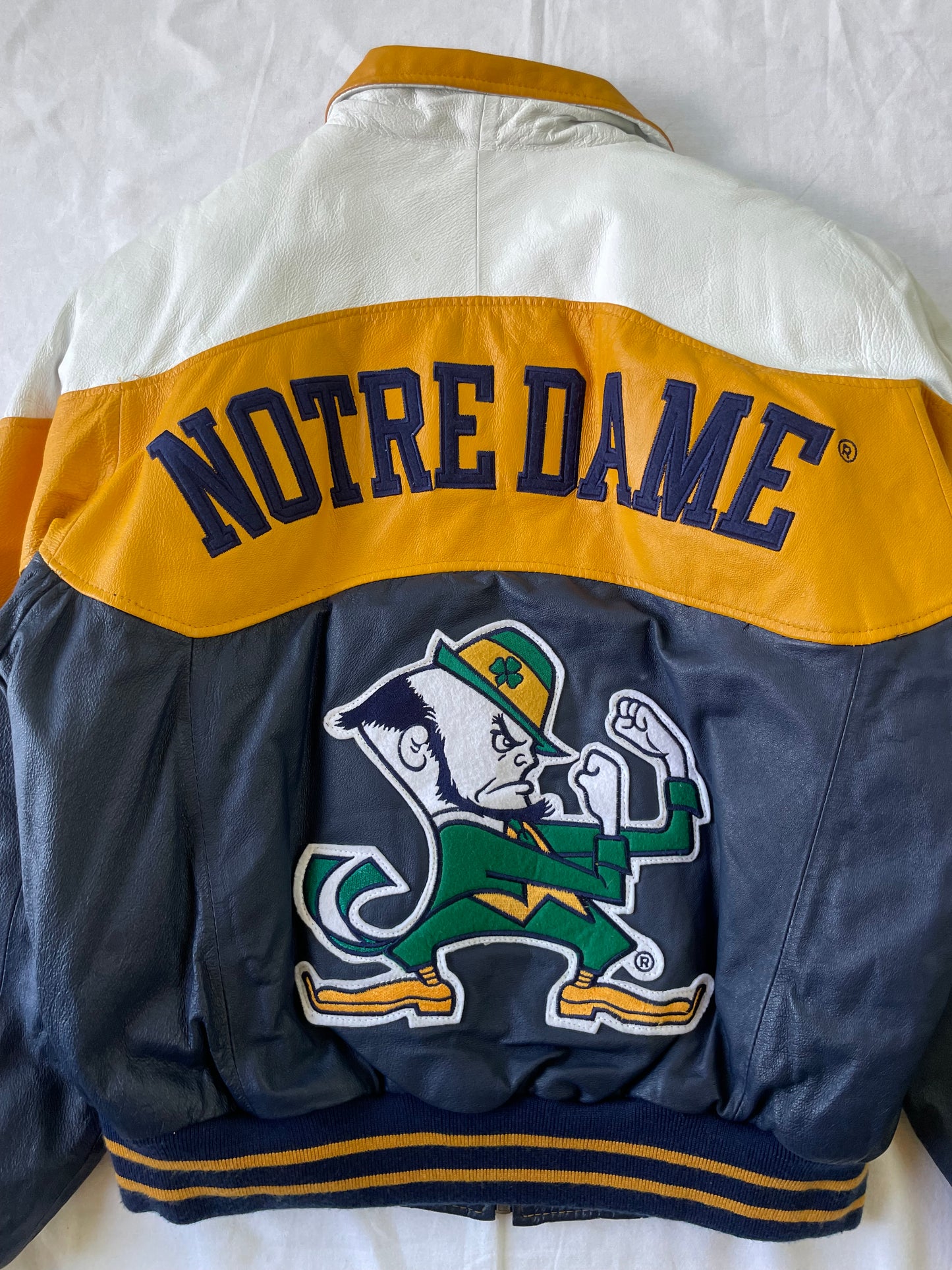 Vintage Notre Dame Leather Bomber Jacket Large