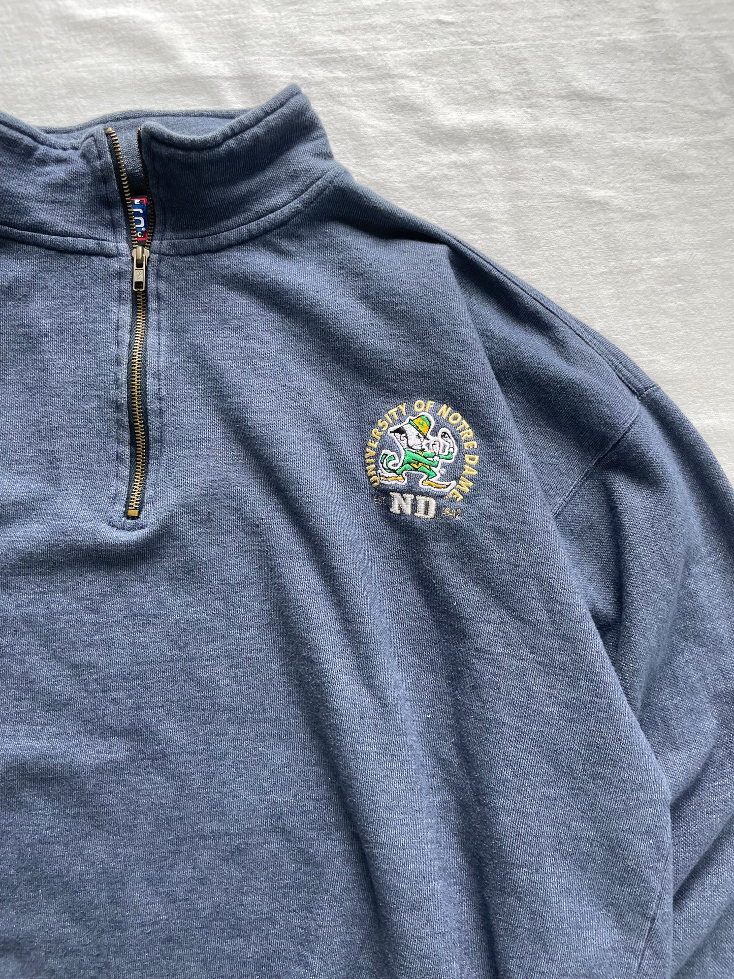 Vintage Notre Dame Quarter Zip Sweatshirt XLarge