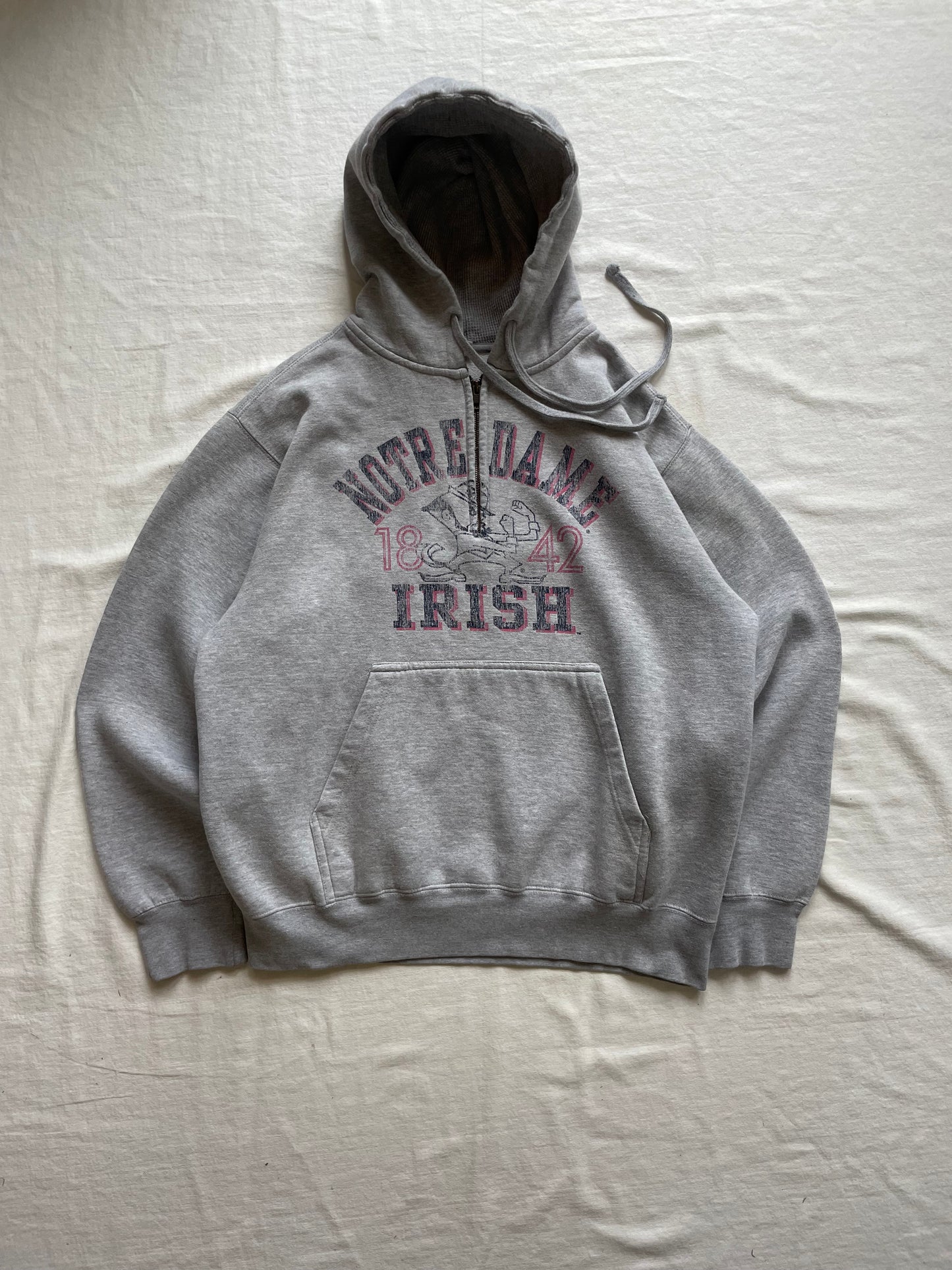 Vintage Notre Dame Quarter Zip Hoodie Large