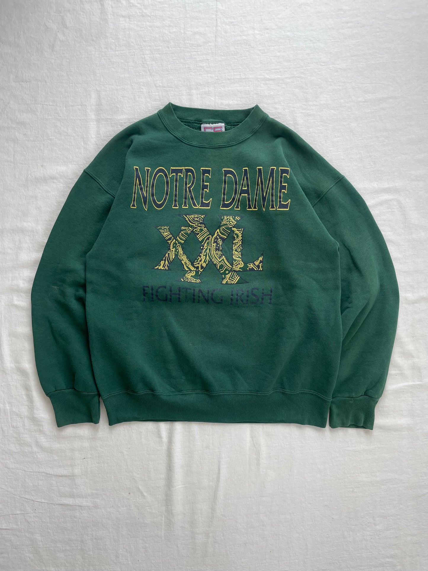 Vintage Notre Dame Green Crewneck Large
