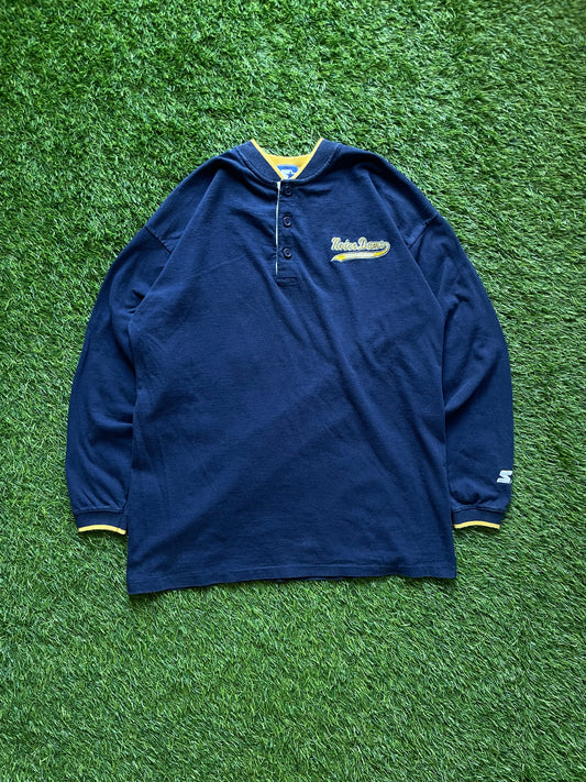 Vintage Notre Dame Henley Long Sleeve Shirt Medium