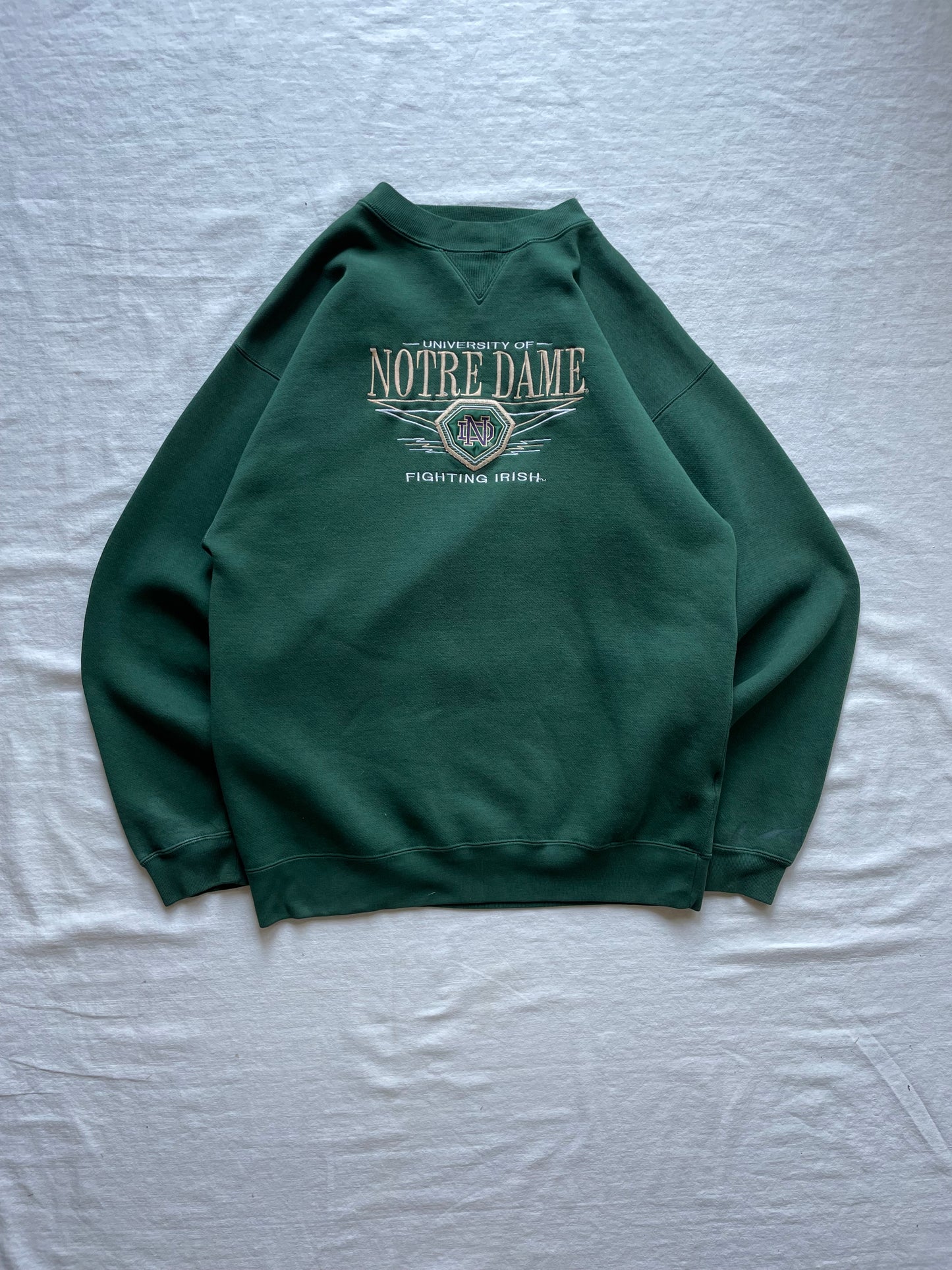 Vintage Notre Dame Green Crewneck Large
