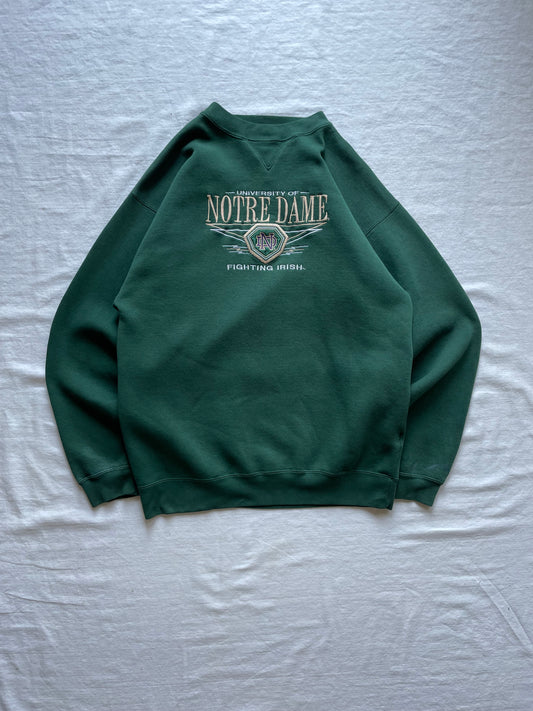 Vintage Notre Dame Green Crewneck Large