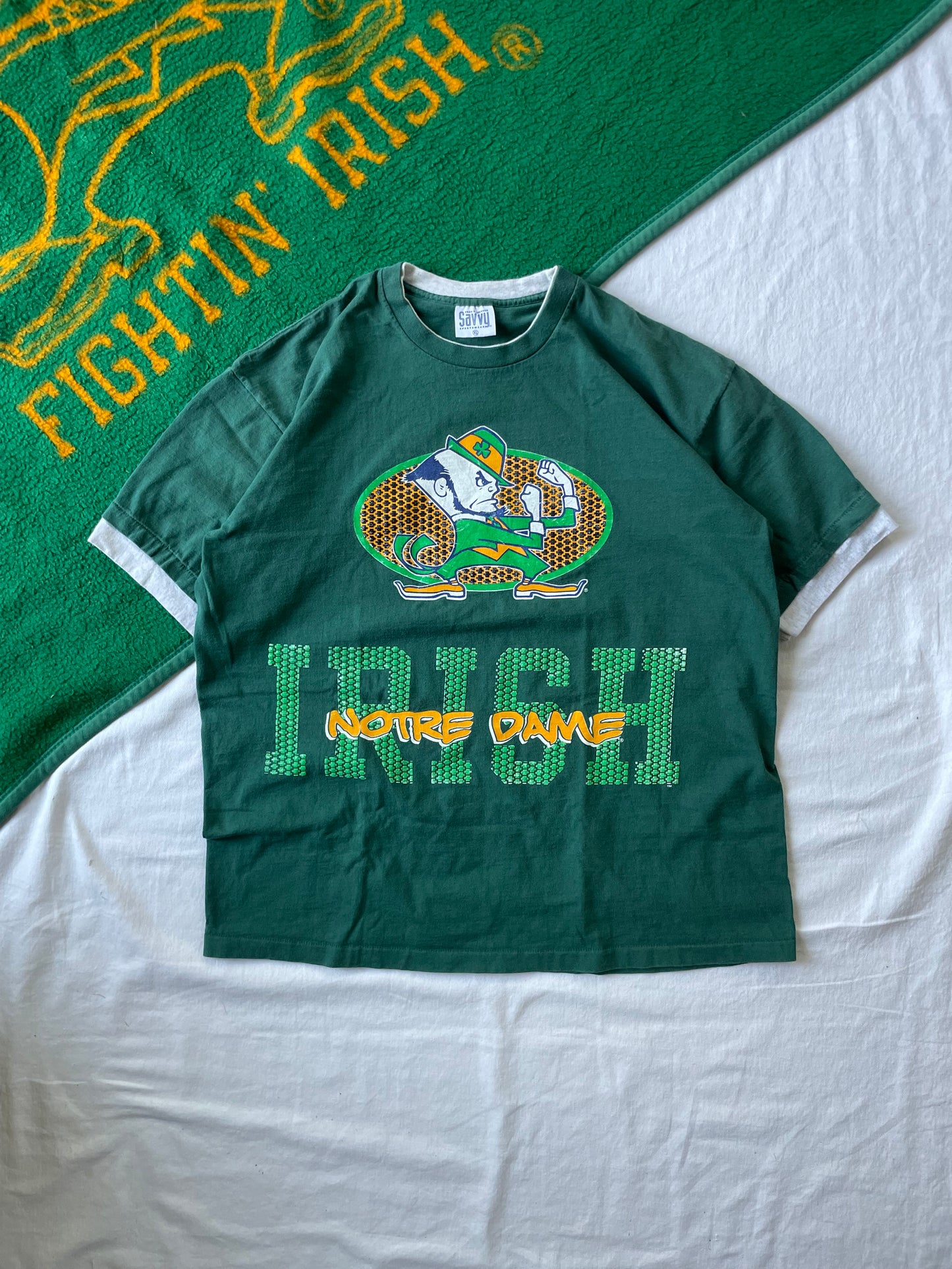 Vintage Notre Dame Green Irish Tee XLarge