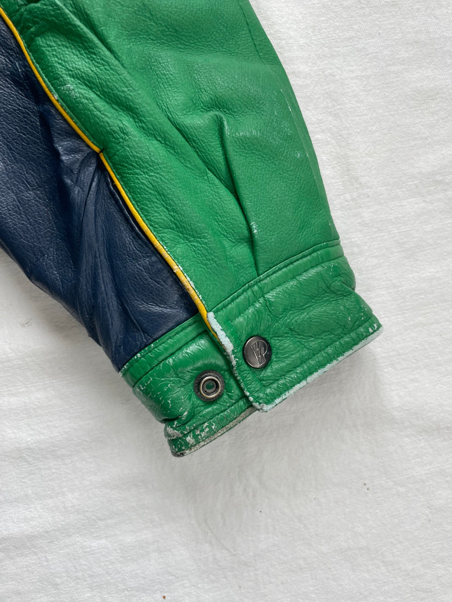 Vintage Notre Dame Green Leather Jacket XLarge