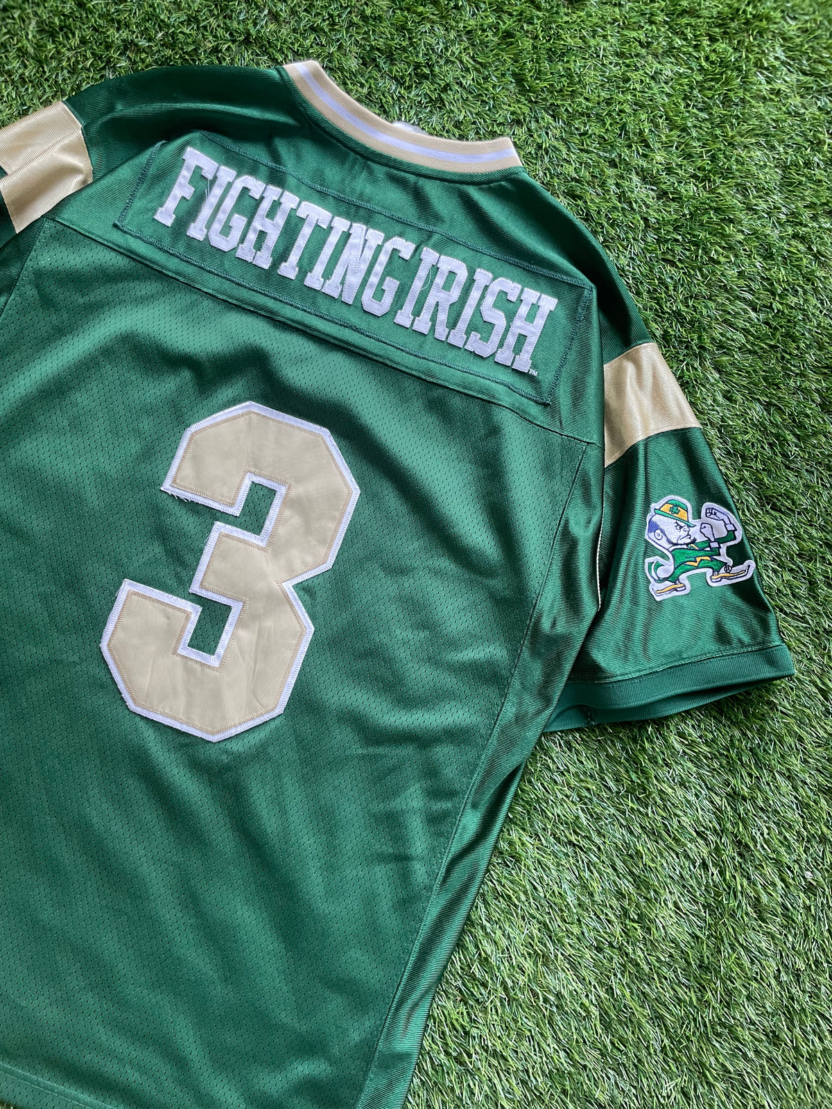 Vintage Notre Dame Green #3 Football Jersey Large/XLarge