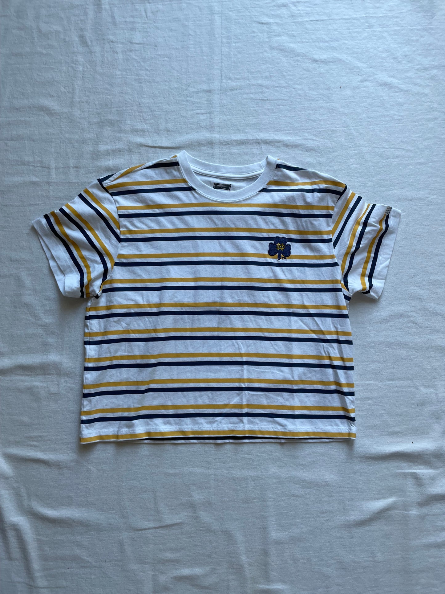 Notre Dame Striped Cropped Womens Tee Medium