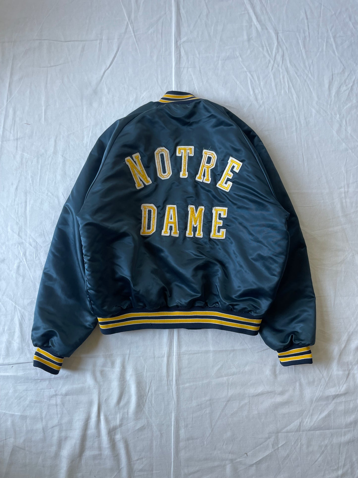 Vintage Notre Dame Satin Jacket Jacket Large
