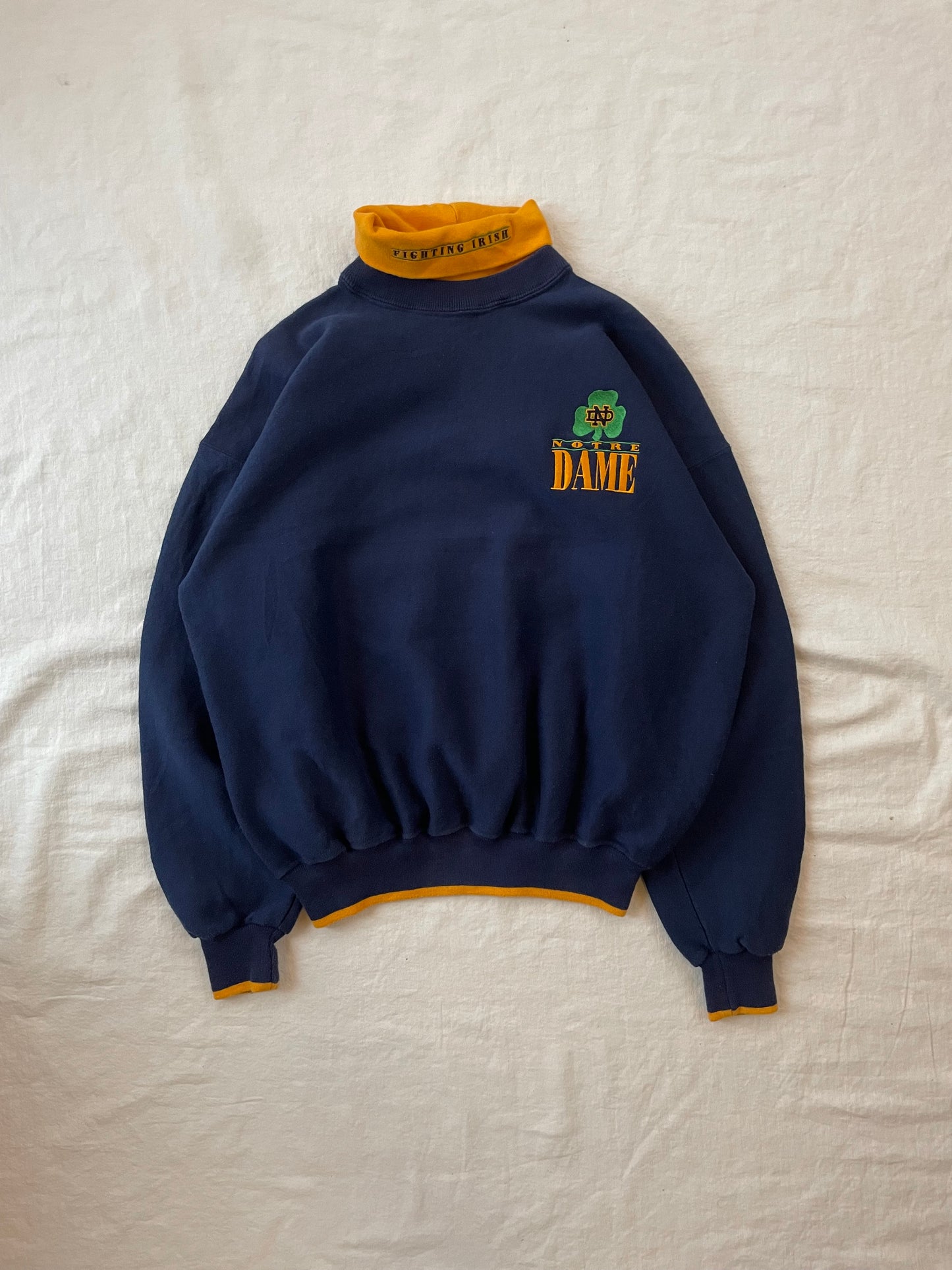 Vintage Notre Dame Turtleneck Sweatshirt Large