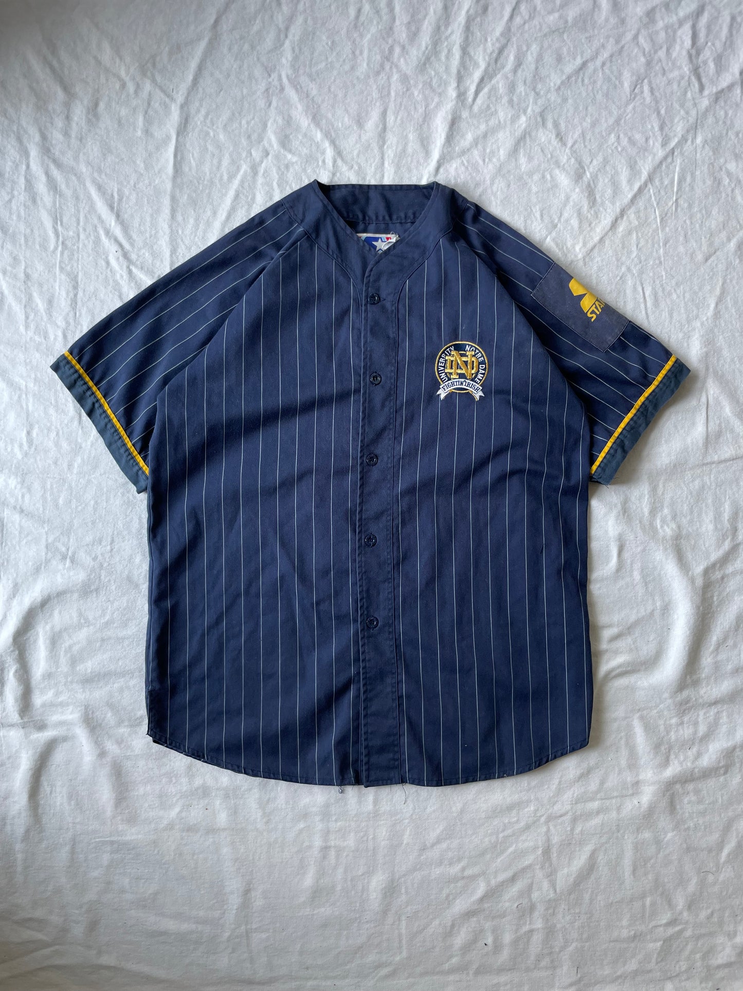 Vintage Notre Dame Pinstriped Baseball Jersey XLarge