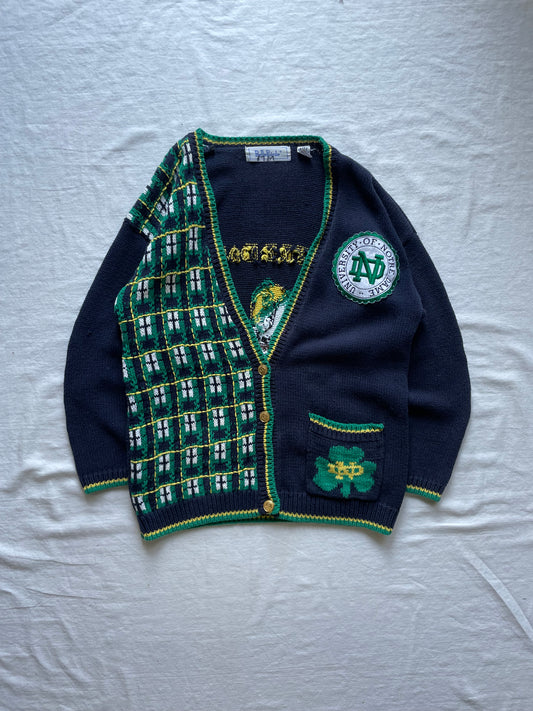 Vintage Notre Dame Knit Cardigan Sweater XLarge