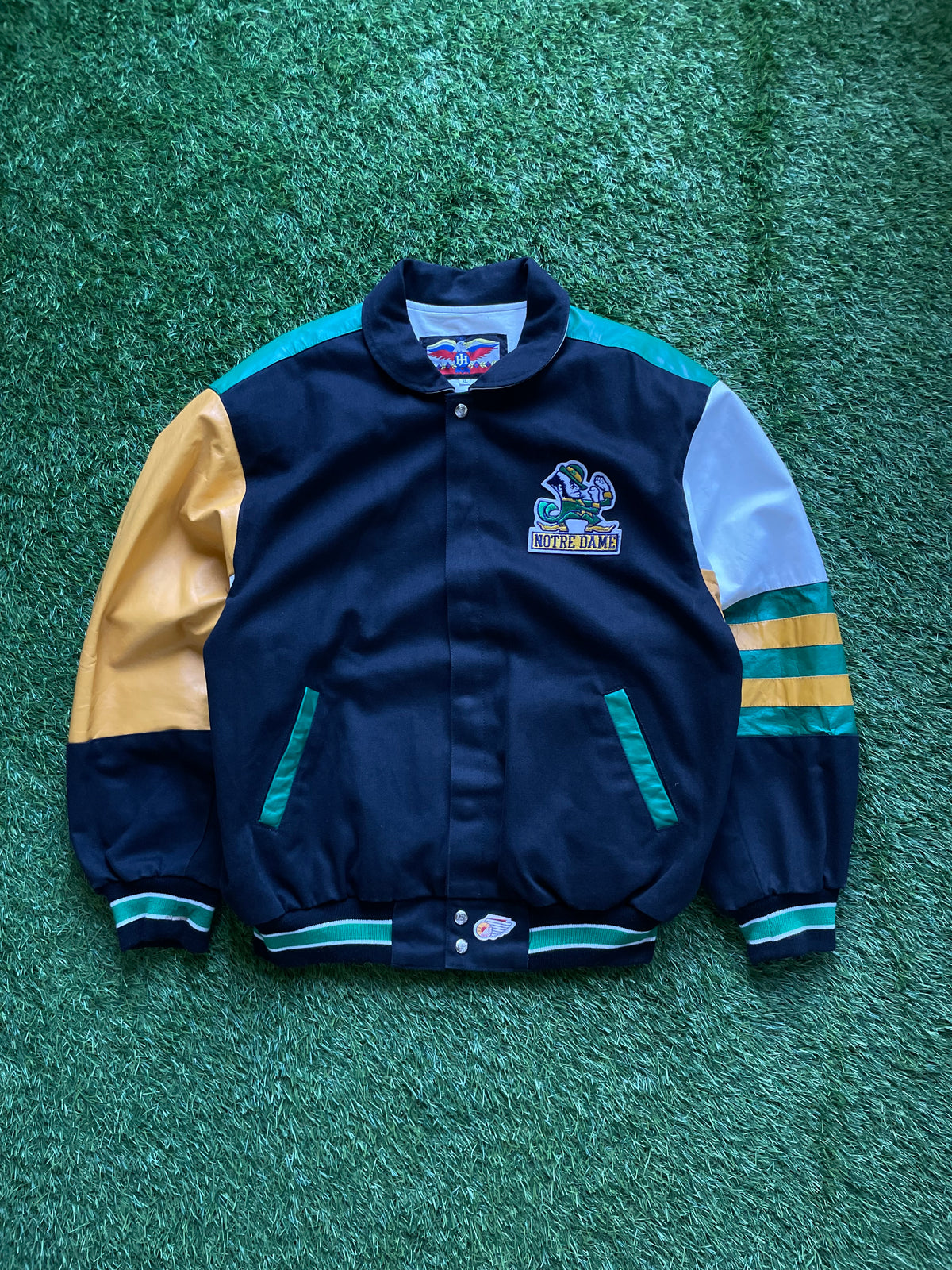 Vintage Notre Dame Fightin’ Irish Leather/ Canvas Varsity Jacket XLarge