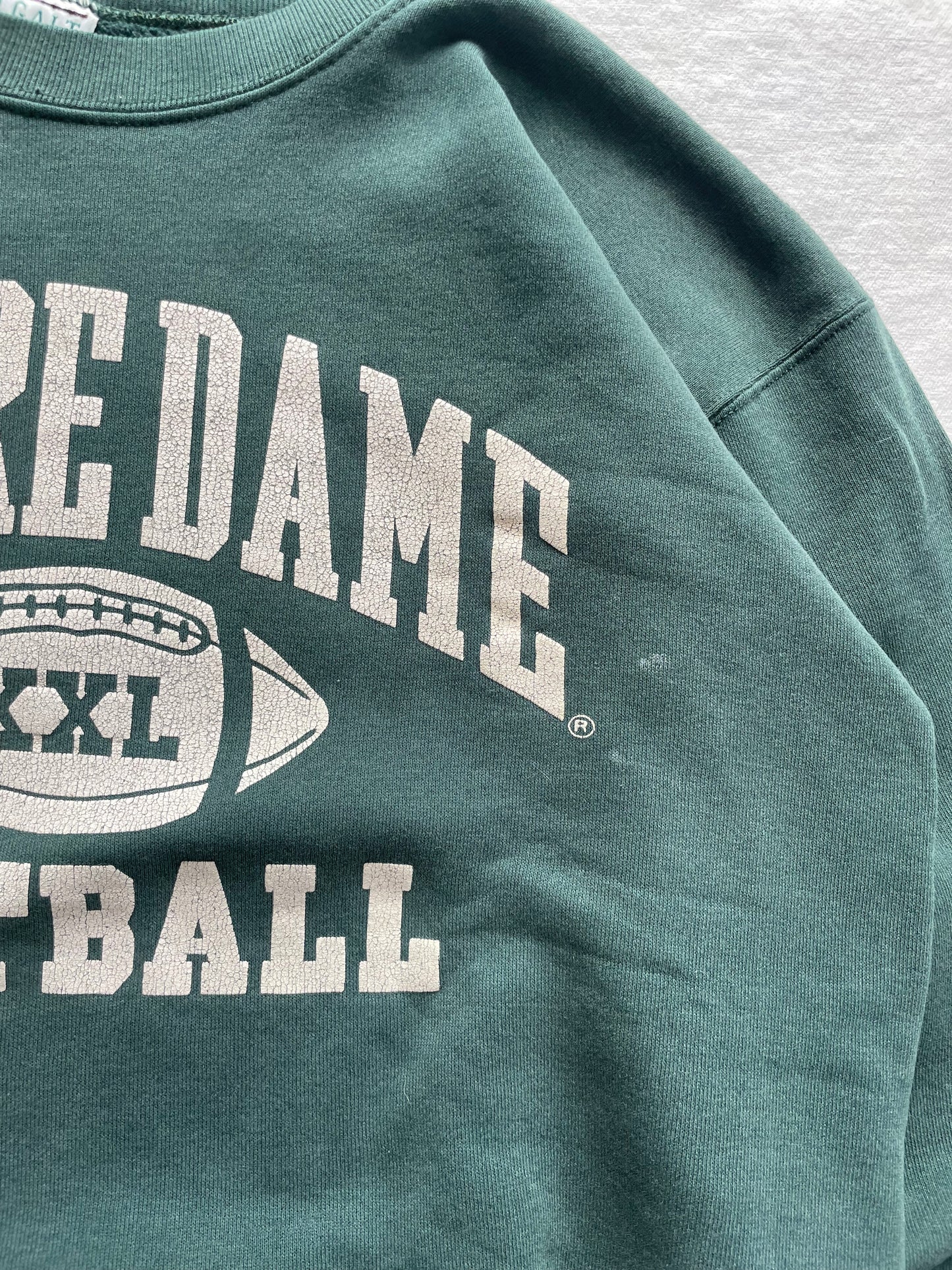 Vintage Notre Dame Green Football Crewneck Large
