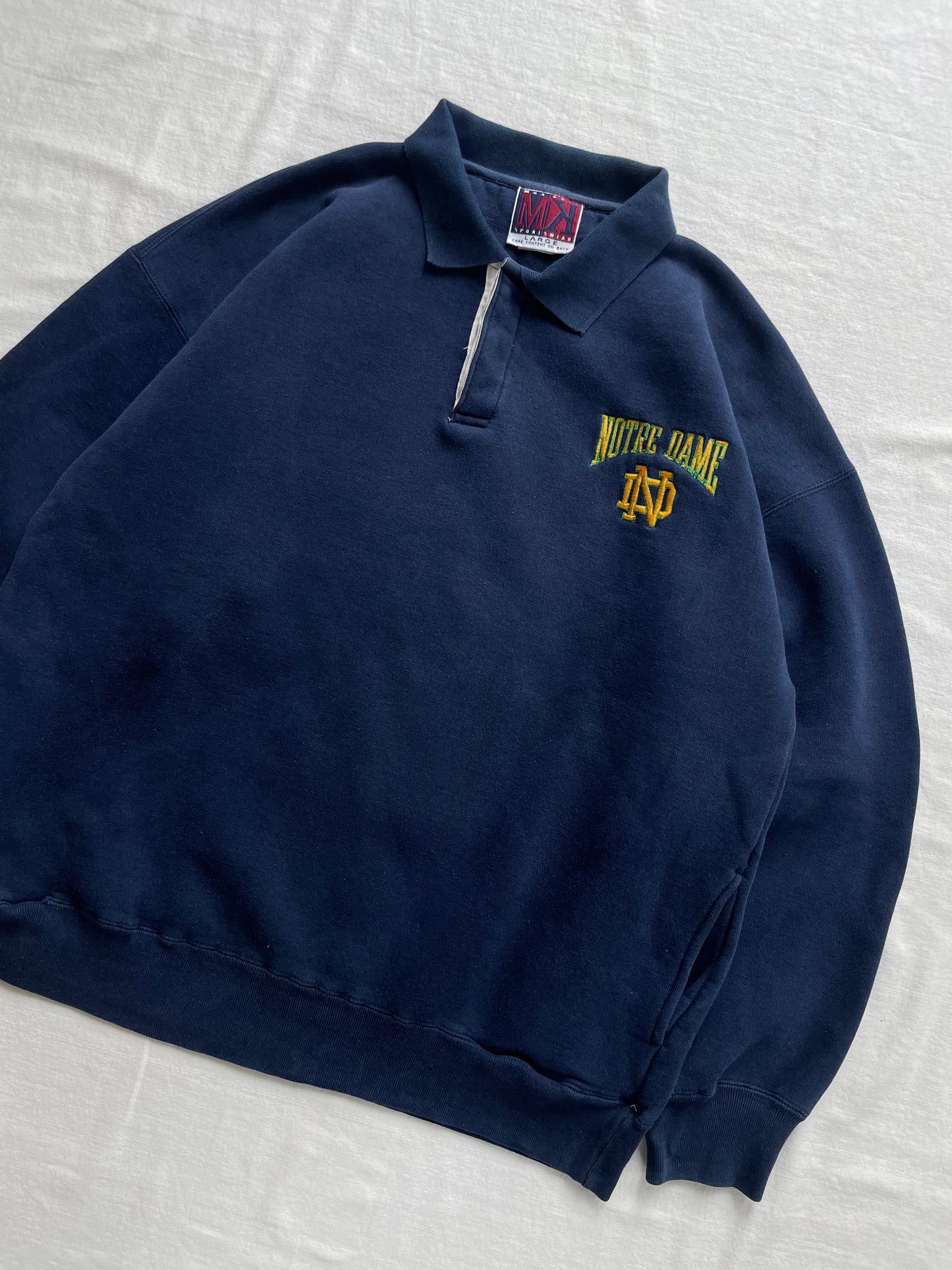 Vintage Notre Dame Rugby Polo Sweatshirt Large