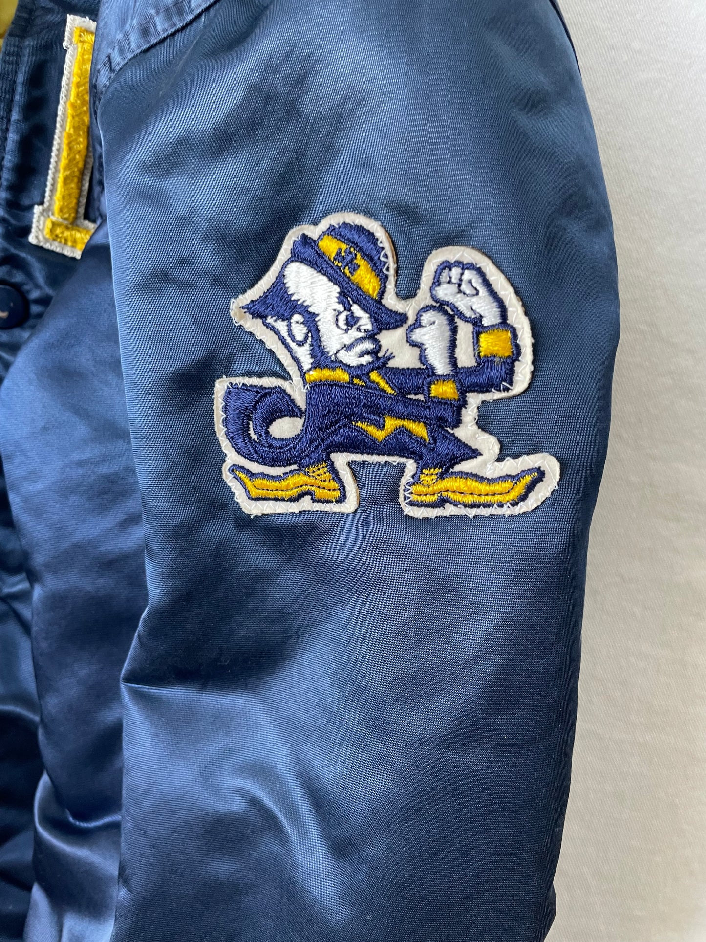 Vintage Notre Dame Satin Starter Bomber Jacket Large