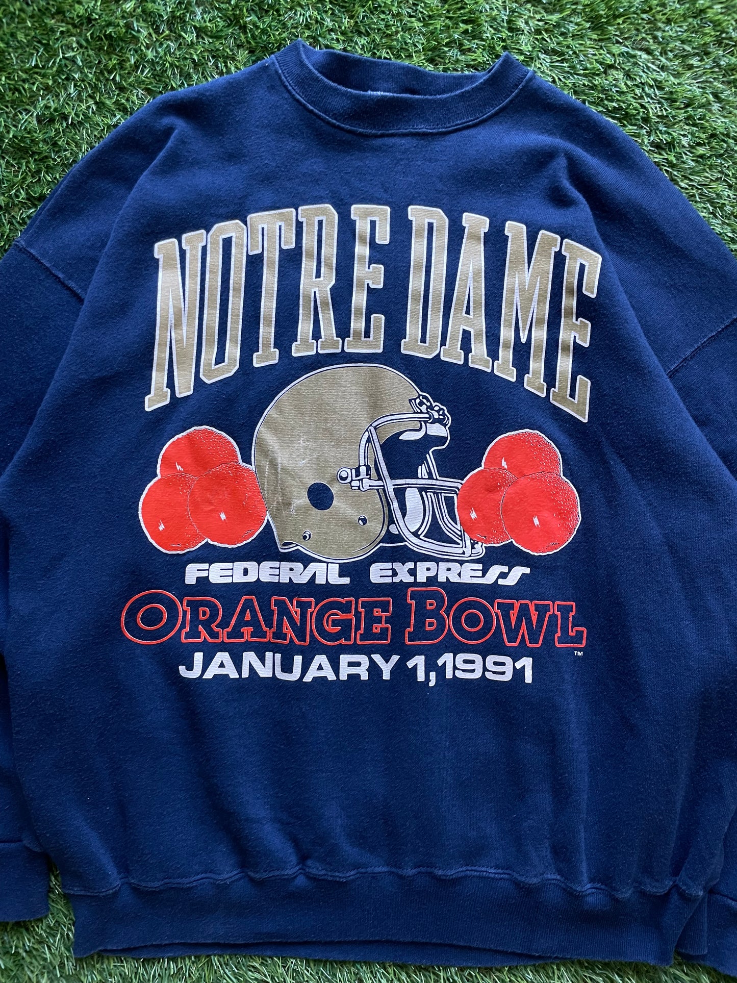 Vintage Notre Dame 1991 Orange Bowl Football Crewneck Large/XLarge